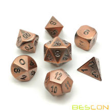 BECON PESADO PESADO ANTIRO DE DICE METAL SOLID BRONZE Conjunto, Antigo jogo de jogo de jogo de jogo de jogo RPG de D&amp;D Metallic Polyedral 7pcs